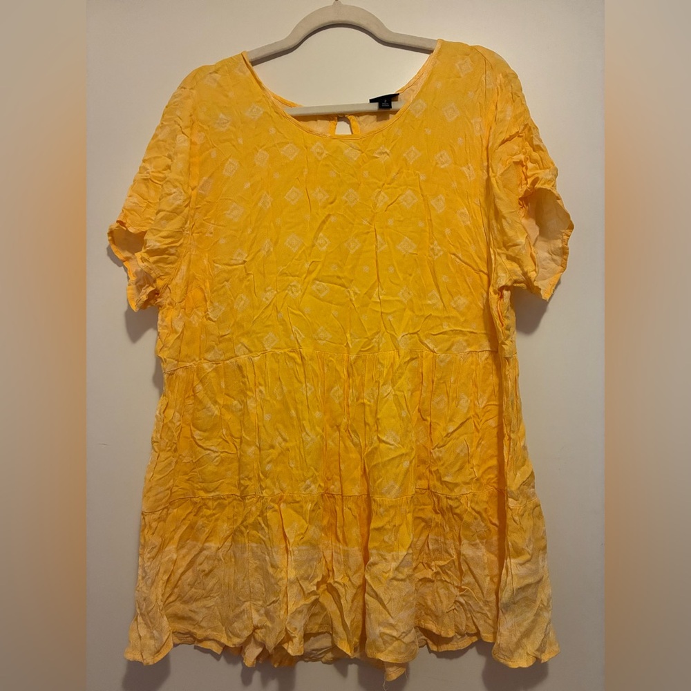 Torrid Yellow Short-Sleeve Peasant Tunic Top